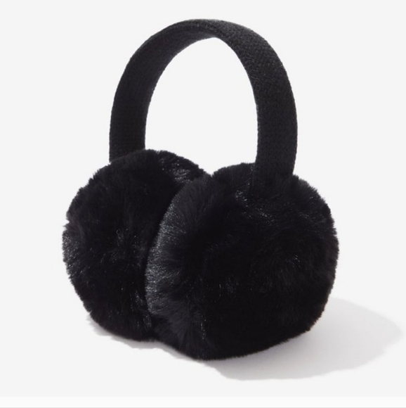 NIB Aresoles plush faux fur ear muffs OSFM in black - Picture 1 of 5